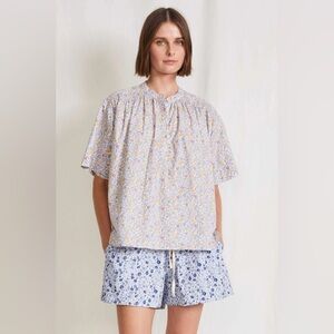 Apiece Apart Shirred Mission Top in the Sweet Multi Floral Print